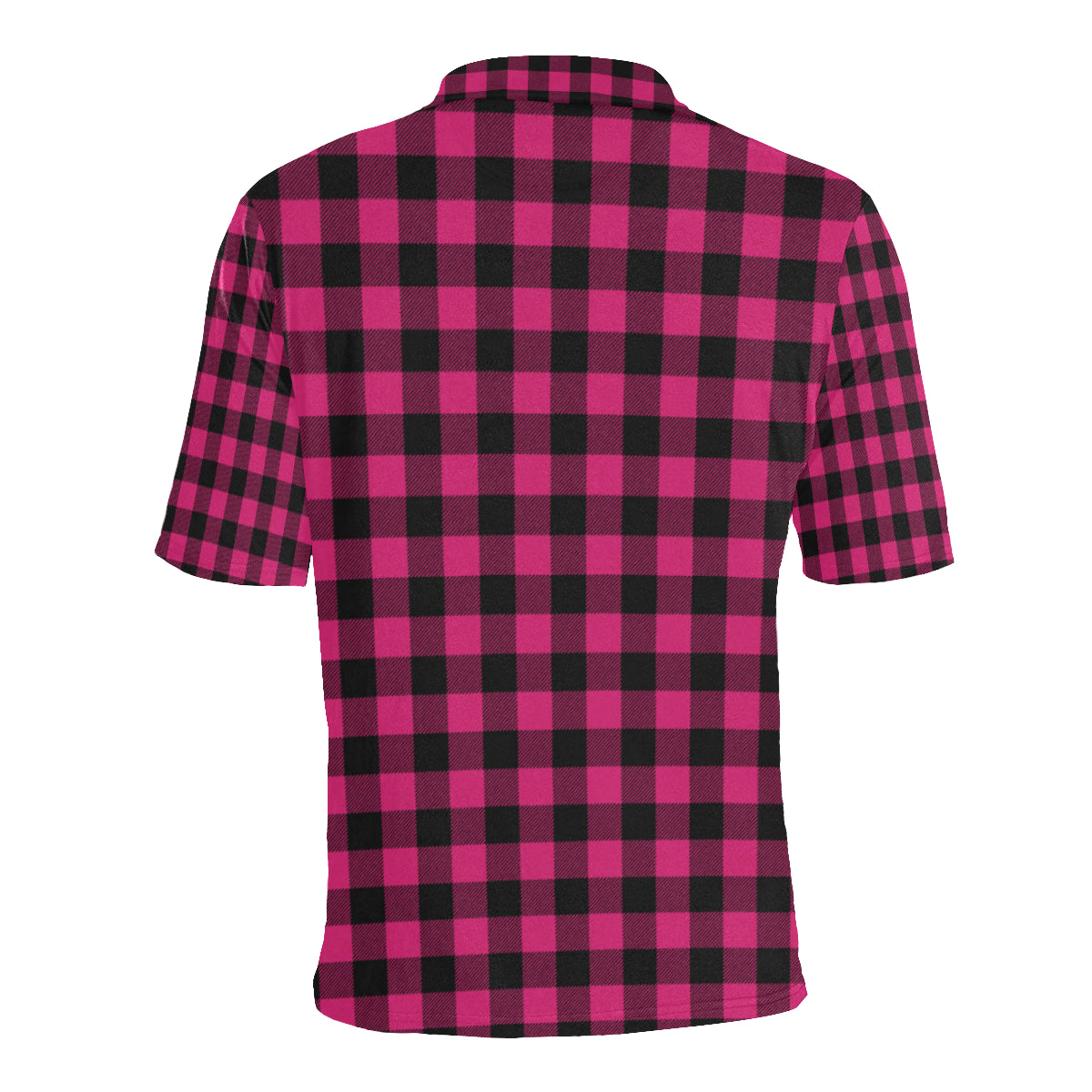 Pink Tartan Plaid Pattern Men Polo Shirt