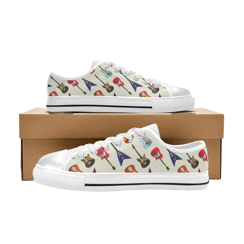 Electric Guitar Print Design LKS404 Women's White Low Top Shoes