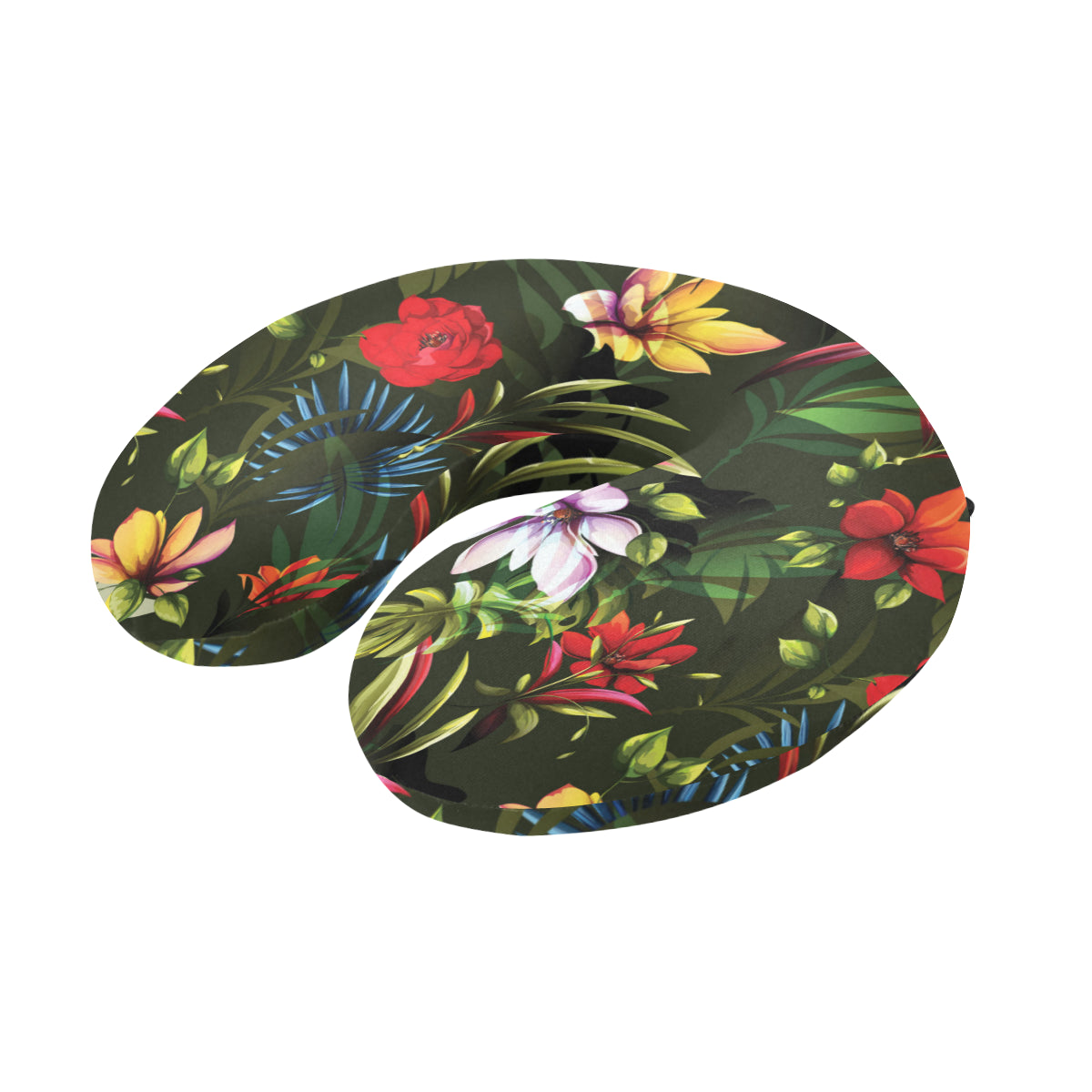 Magnolia Pattern Print Design 02 U-Shaped Travel Neck Pillow