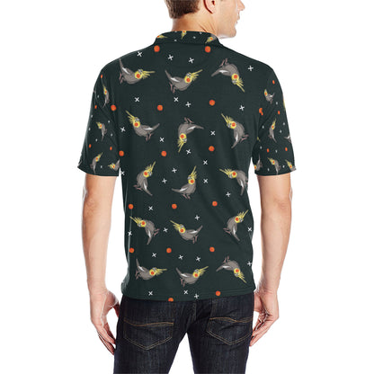 Cockatiel Pattern Print Design 02 Men Polo Shirt