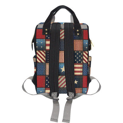 American flag Patchwork Design Diaper Bag Backpack