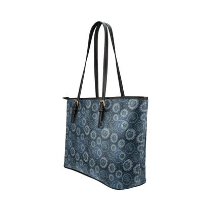 Sun Moon Tattoo Design Themed Print Leather Tote Bag