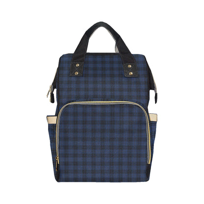 Navy Blue Tartan Plaid Pattern Diaper Bag Backpack