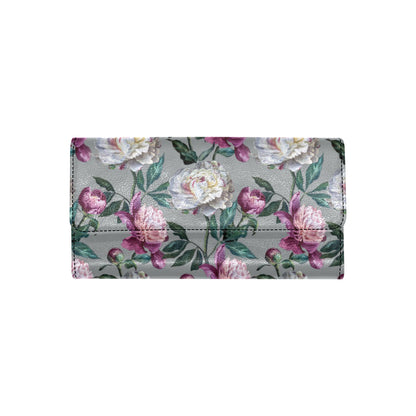 Peony Pattern Print Design PE01 Women's Trifold Wallet