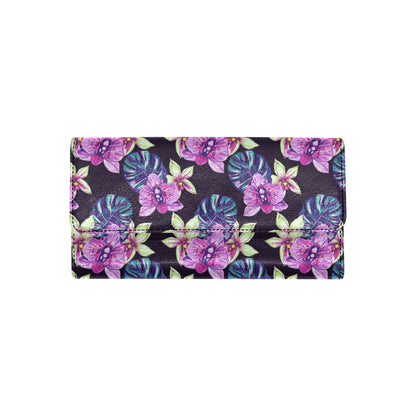 Orchid Pattern Print Design OR010 Women's Trifold Wallet