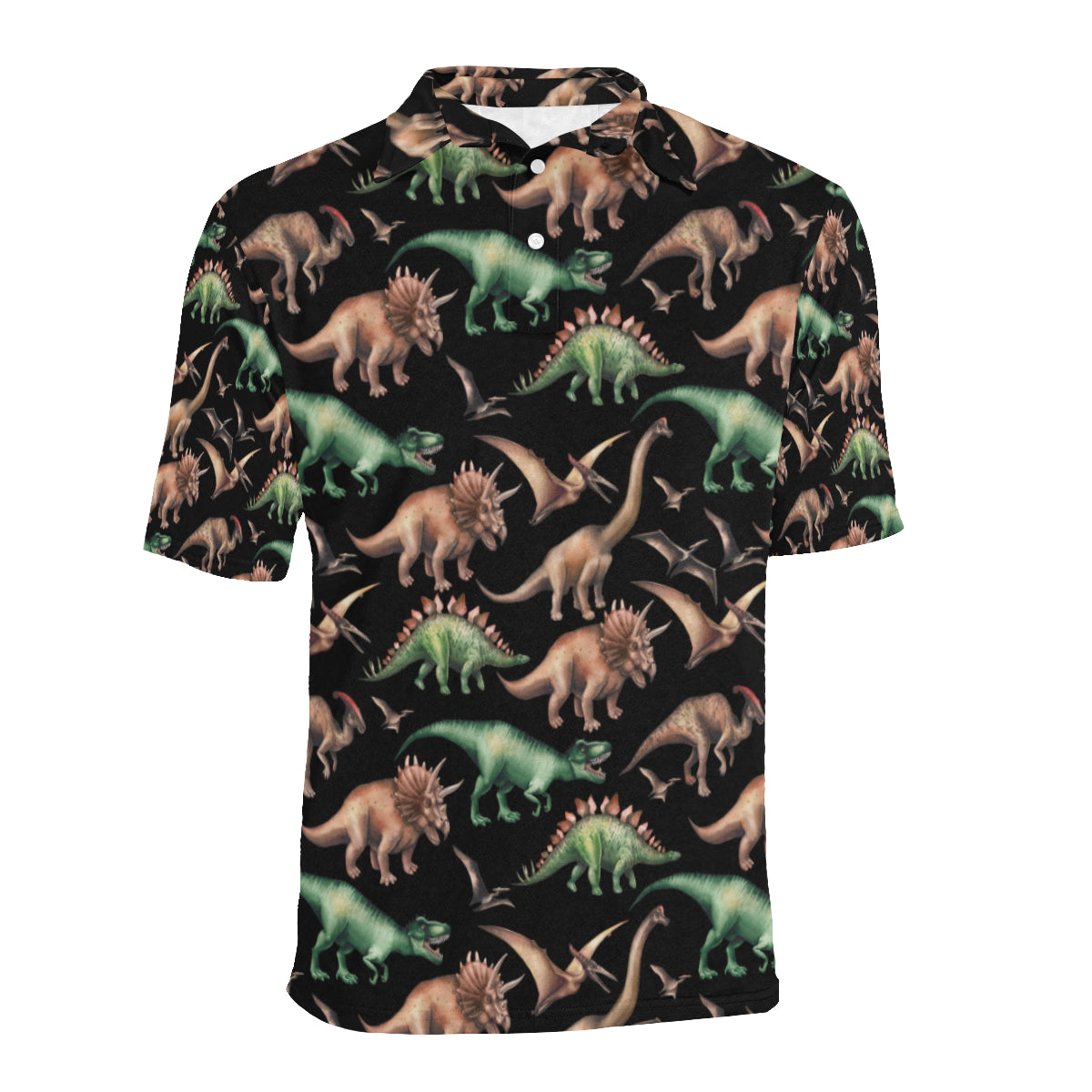 Dinosaur Print Pattern Men Polo Shirt