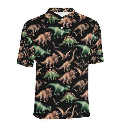 Dinosaur Print Pattern Men Polo Shirt