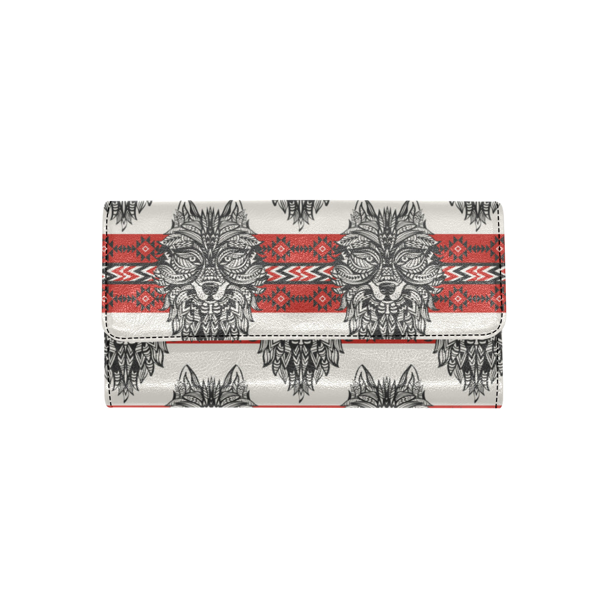 Native Indian Wolf Women's Trifold Wallet