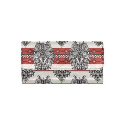 Native Indian Wolf Women's Trifold Wallet