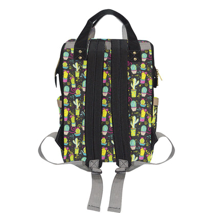 Cactus Neon Style Print Pattern Diaper Bag Backpack