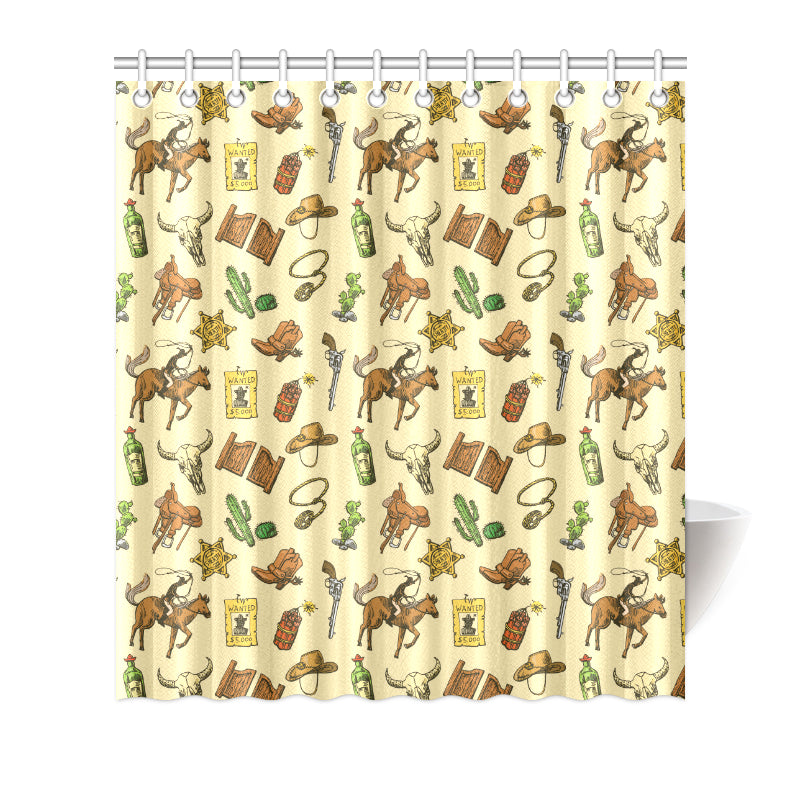 Cowboy Pattern Print Design 04 Shower Curtain
