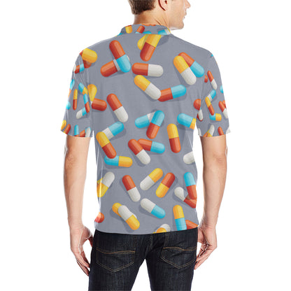 Pill Pattern Print Design A01 Men Polo Shirt