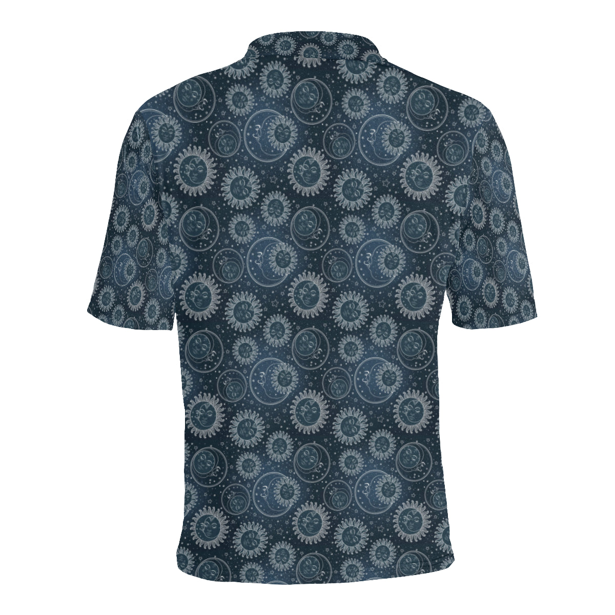 Sun Moon Tattoo Design Themed Print Men Polo Shirt