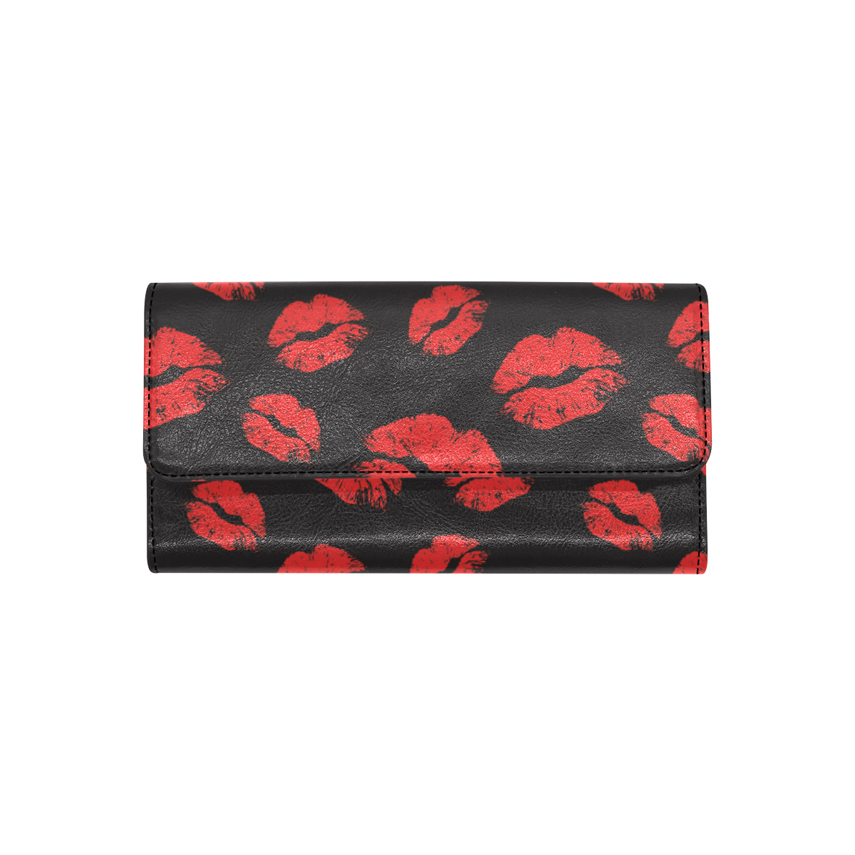 Lip Red Pattern Print Design 02 Women's Trifold Wallet