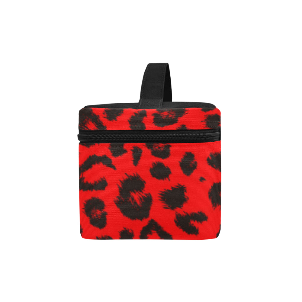 Leopard Red Skin Print Makeup Bag
