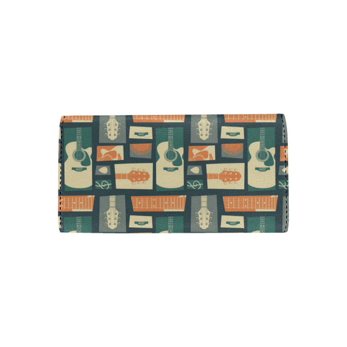 Acoustic Guitar Pattern Print Design 02 Women's Trifold Wallet