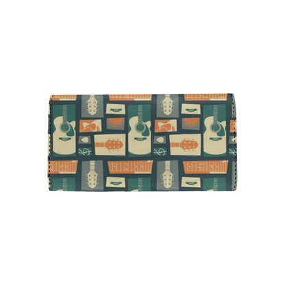 Acoustic Guitar Pattern Print Design 02 Women's Trifold Wallet