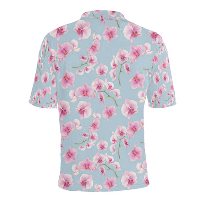 Orchid Pink Pattern Print Design OR01 Men Polo Shirt