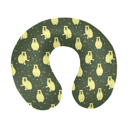 Capybara Pattern Print Design 03 U-Shaped Travel Neck Pillow