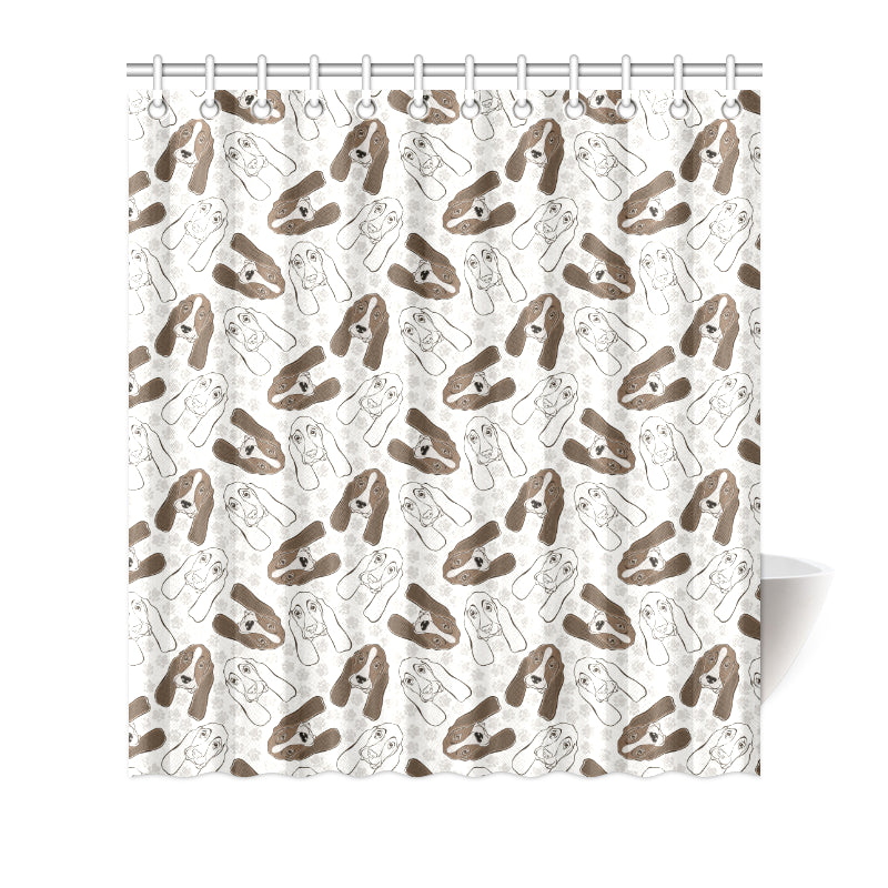Basset Hound Pattern Print Design 01 Shower Curtain