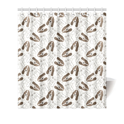 Basset Hound Pattern Print Design 01 Shower Curtain