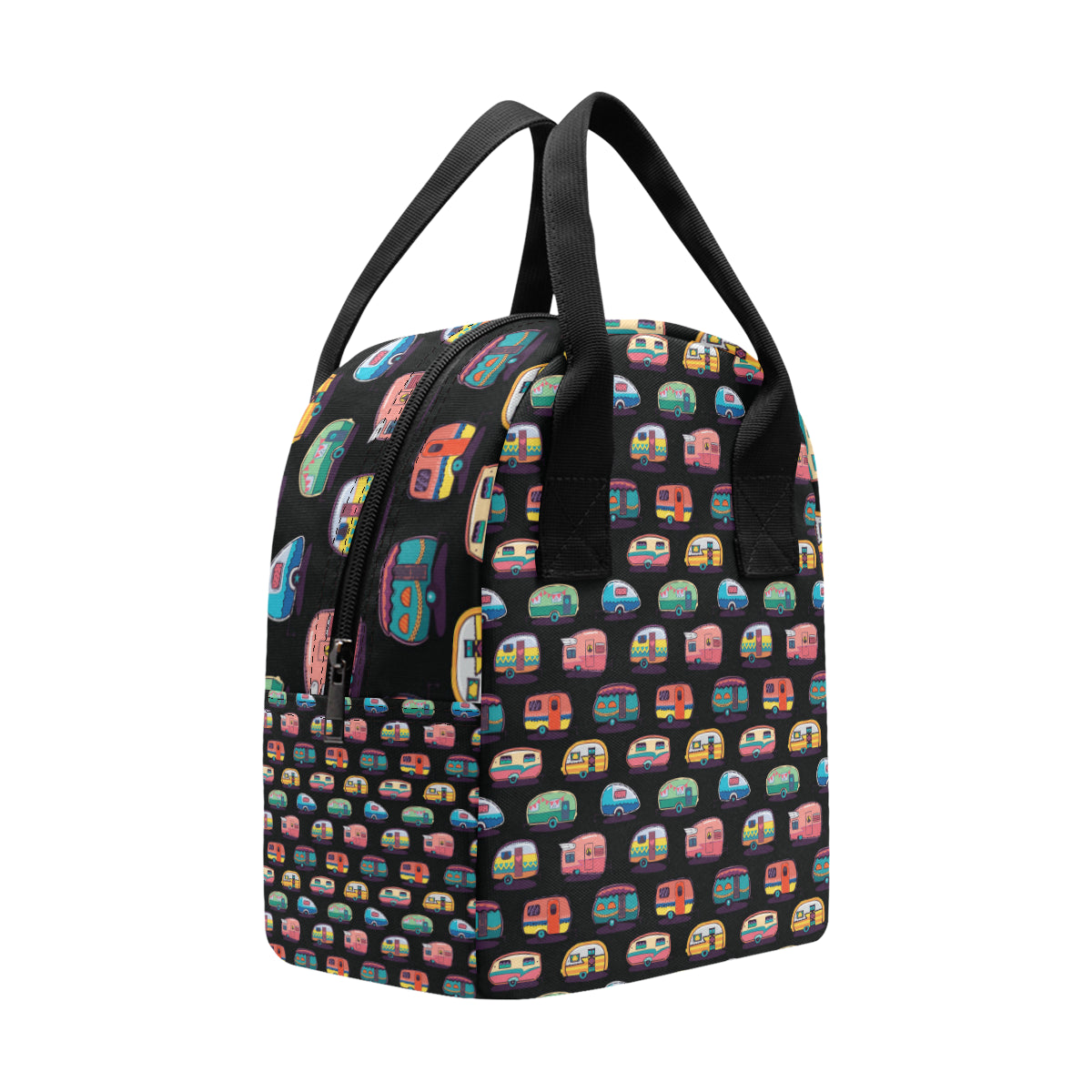 Camper Camping Pattern Insulated Lunch Bag
