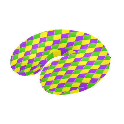Mardi Gras Pattern Print Design 01 U-Shaped Travel Neck Pillow