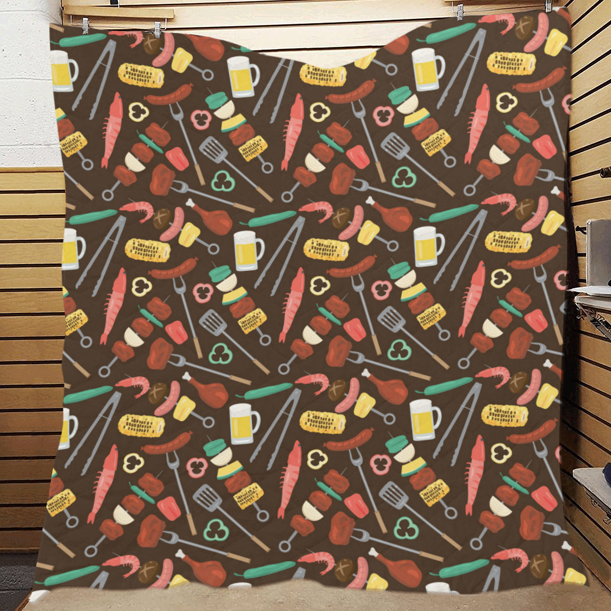 Barbecue Pattern Print Design 05 Premium Quilt