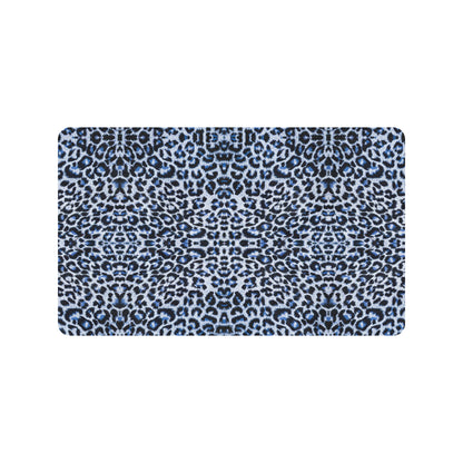 Leopard Blue Skin Print Rubber Doormat