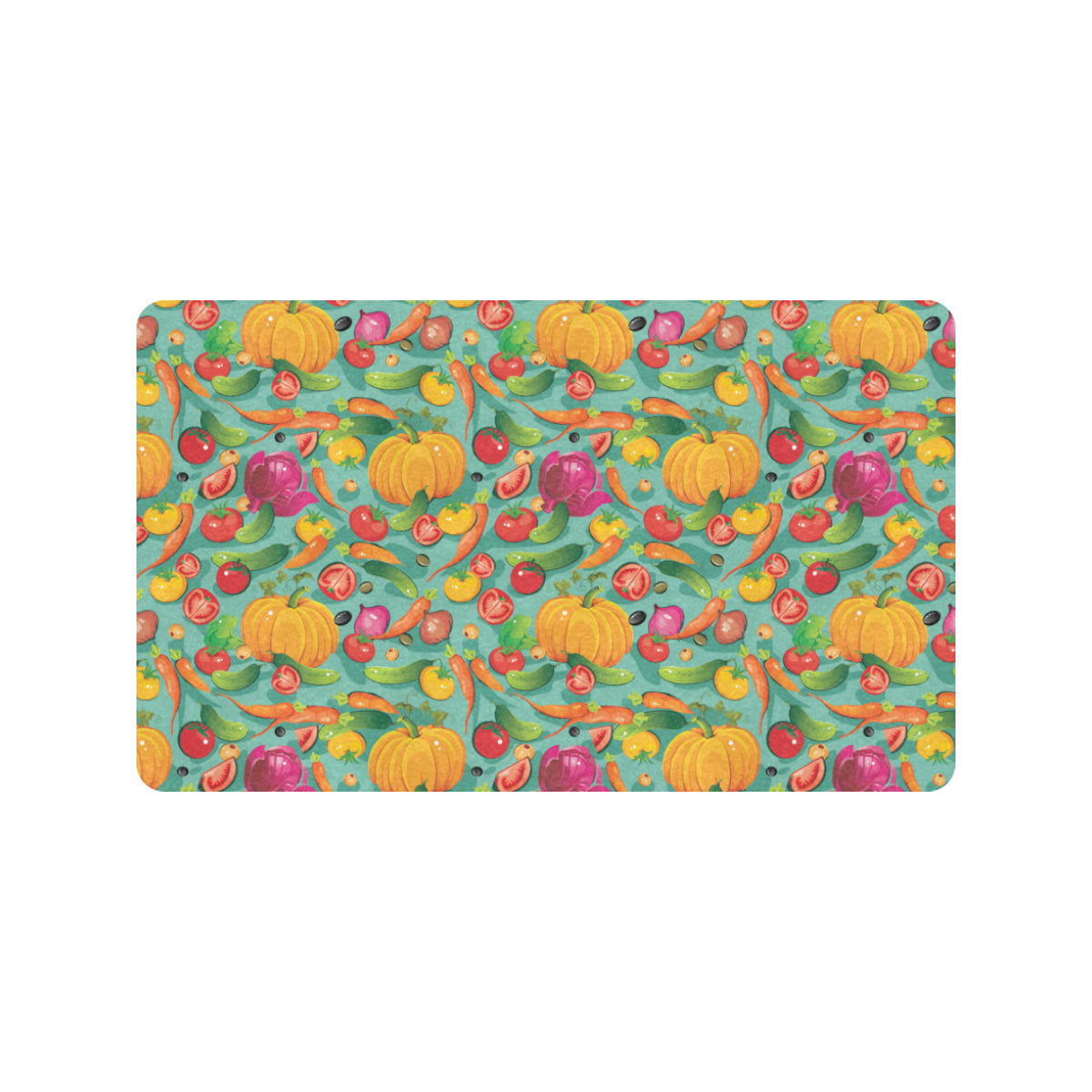 Vegan Colorful Themed Design Print Rubber Doormat