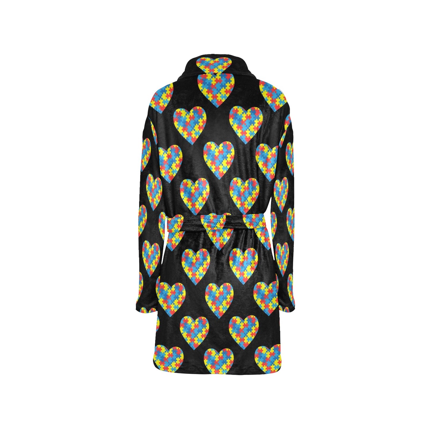 Autism Awareness Heart Design Print Women's Fleece Robe