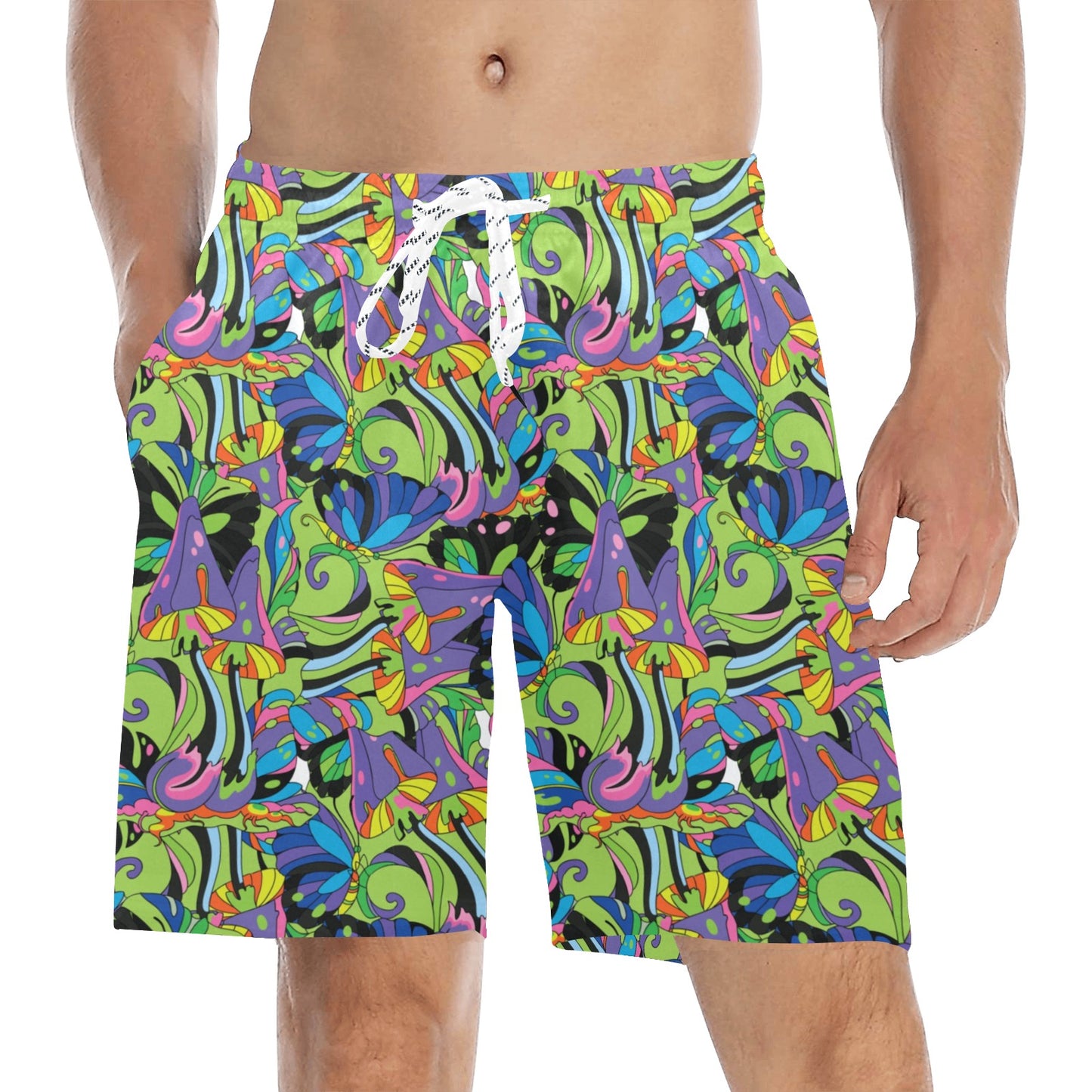 Psychedelic Trippy Mushroom Themed Men's Swim Trunks Beach Shorts