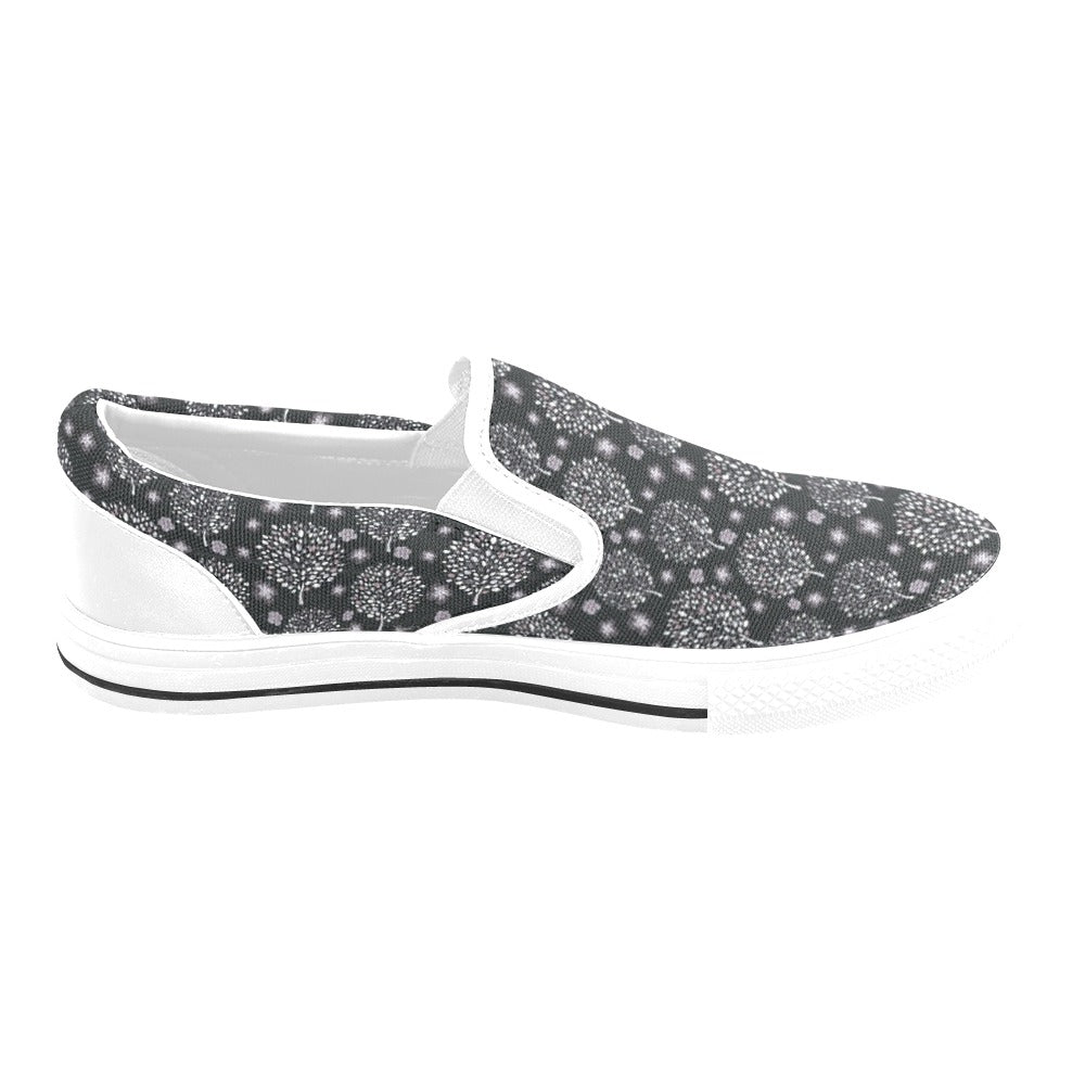 Tree Of Life Print Design LKS304 White Slip Ons Canvas Women's Shoes