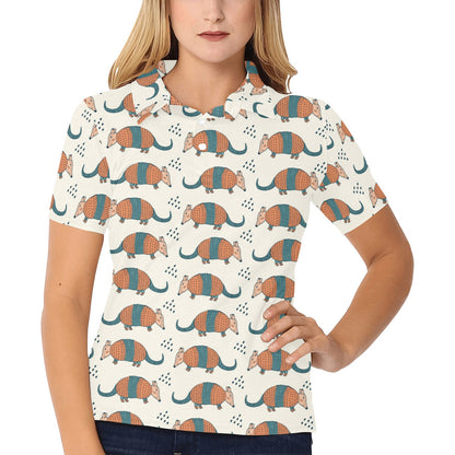 Armadillo Pattern Print Design 01 Women's Polo Shirt