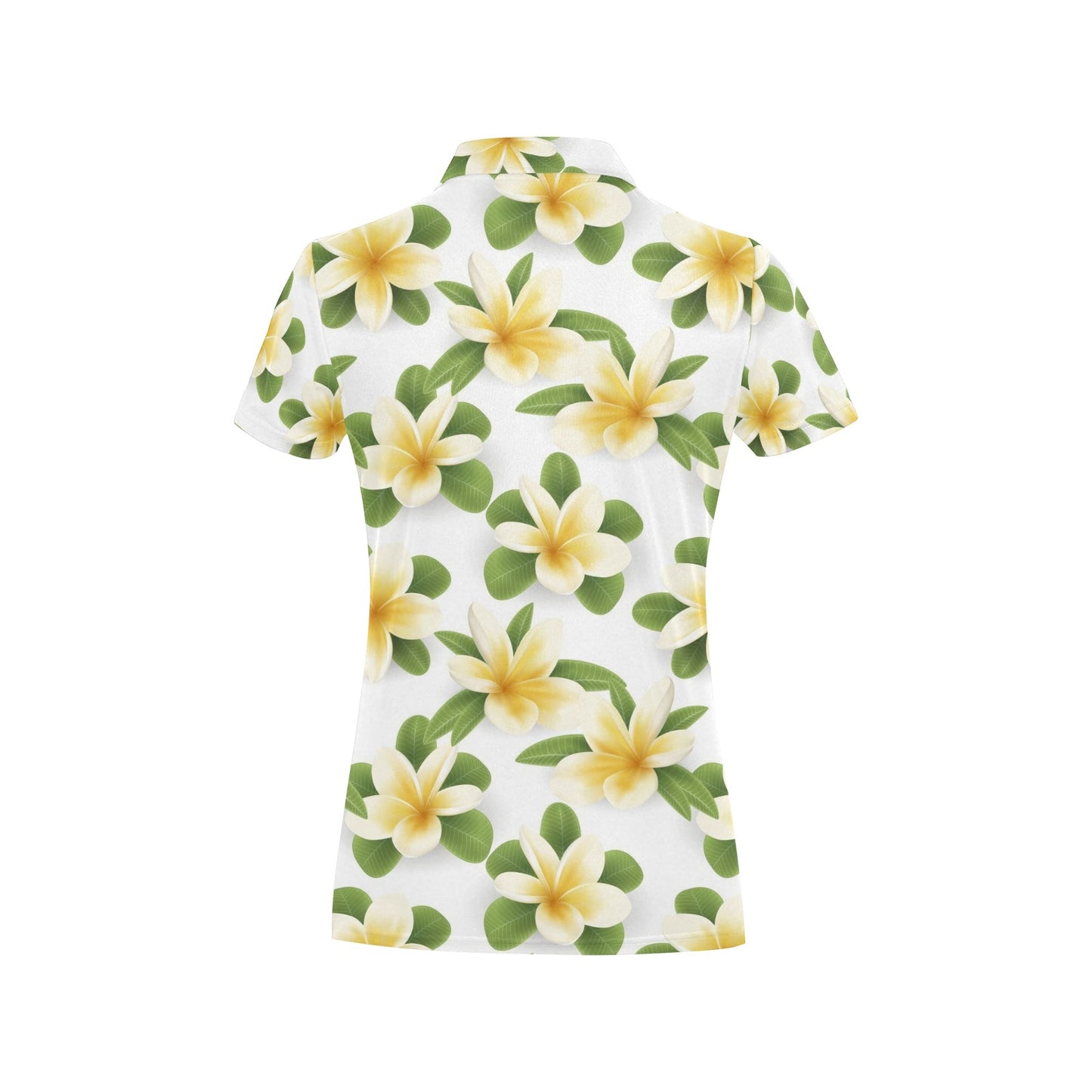 Yellow Plumeria Pattern Print Design PM012 Women's Polo Shirt
