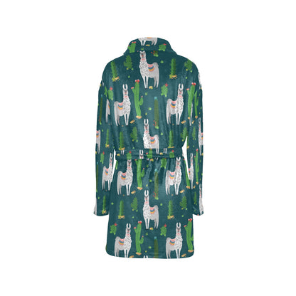 Llama Cactus Pattern Print Design 013 Women's Fleece Robe