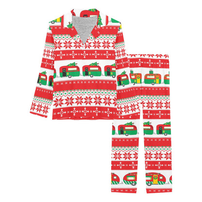 Camper Camping Ugly Christmas Design Print Women's Long Pajama Set