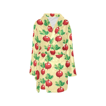 Radish Pattern Print Design A02 Women's Fleece Robe