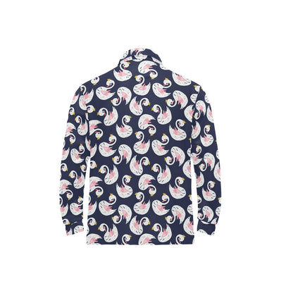 Swan Print Design LKS403 Long Sleeve Polo Shirt For Men's