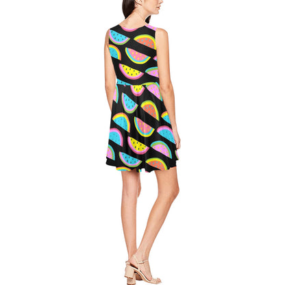 Watermelon Pattern Print Design WM08 Sleeveless Dress