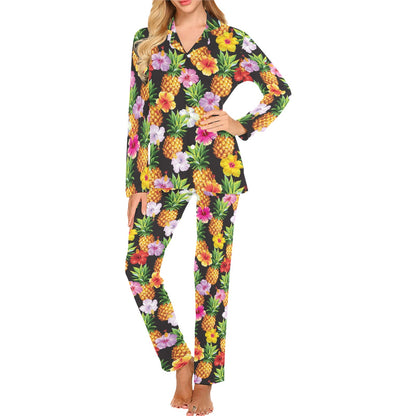 Pineapple Hibiscus Women's Long Pajama Set