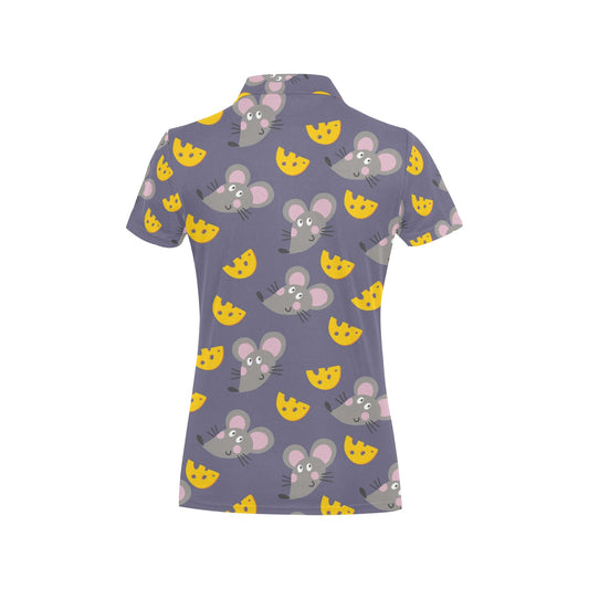 Rat With Cheese Pattern Print Design 01 Women's Polo Shirt
