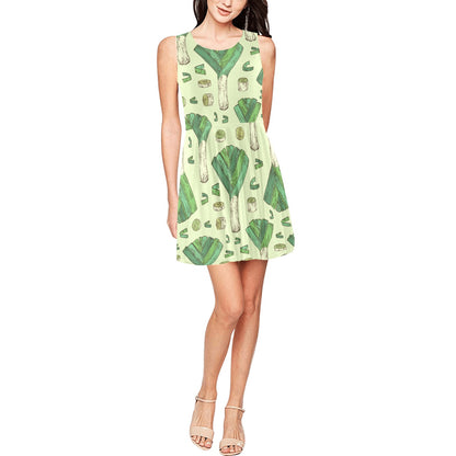 Leek Pattern Print Design 04 Sleeveless Dress