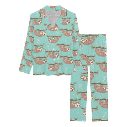 Sloth Print Design LKS302 Women's Long Pajama Set