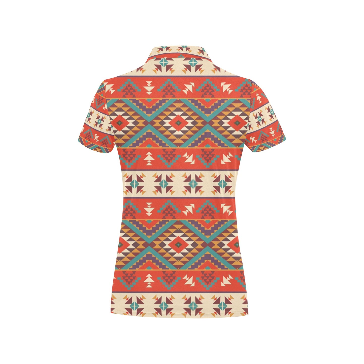 Aztec Red Print Pattern Women's Polo Shirt