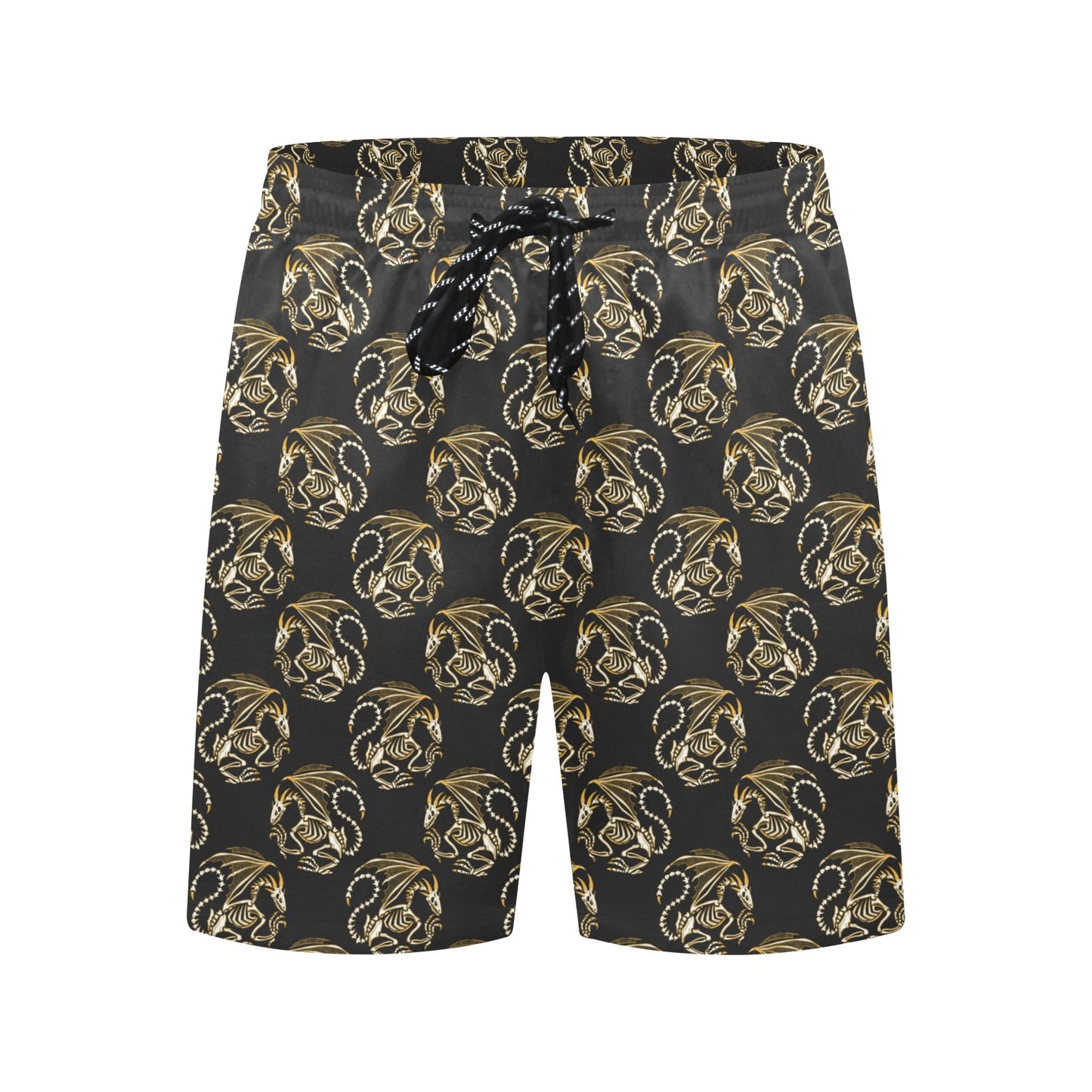 Skeleton Dragon Print Design LKS306 Men's Swim Trunks Beach Shorts