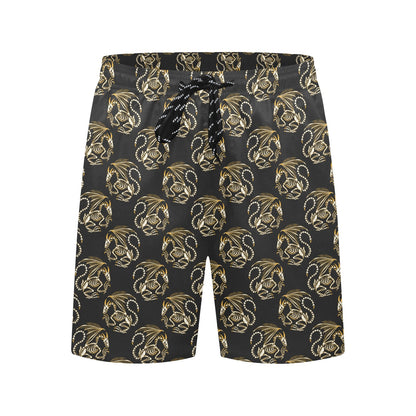 Skeleton Dragon Print Design LKS306 Men's Swim Trunks Beach Shorts