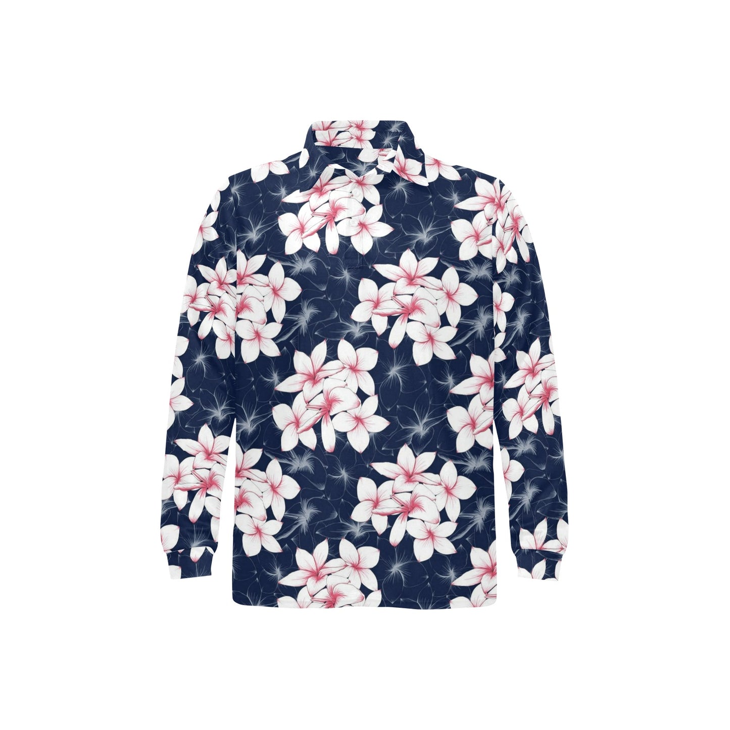 Plumeria Pattern Print Design PM017 Long Sleeve Polo Shirt For Men's