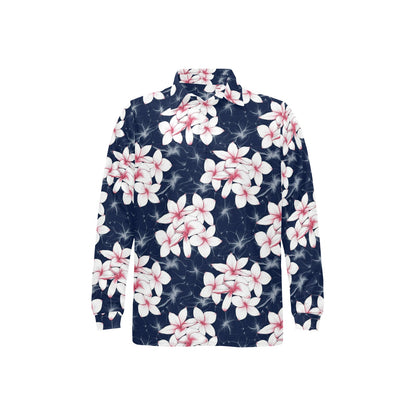 Plumeria Pattern Print Design PM017 Long Sleeve Polo Shirt For Men's
