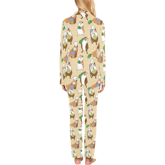 Guinea Pig Pattern Print Design 03 Women's Long Pajama Set